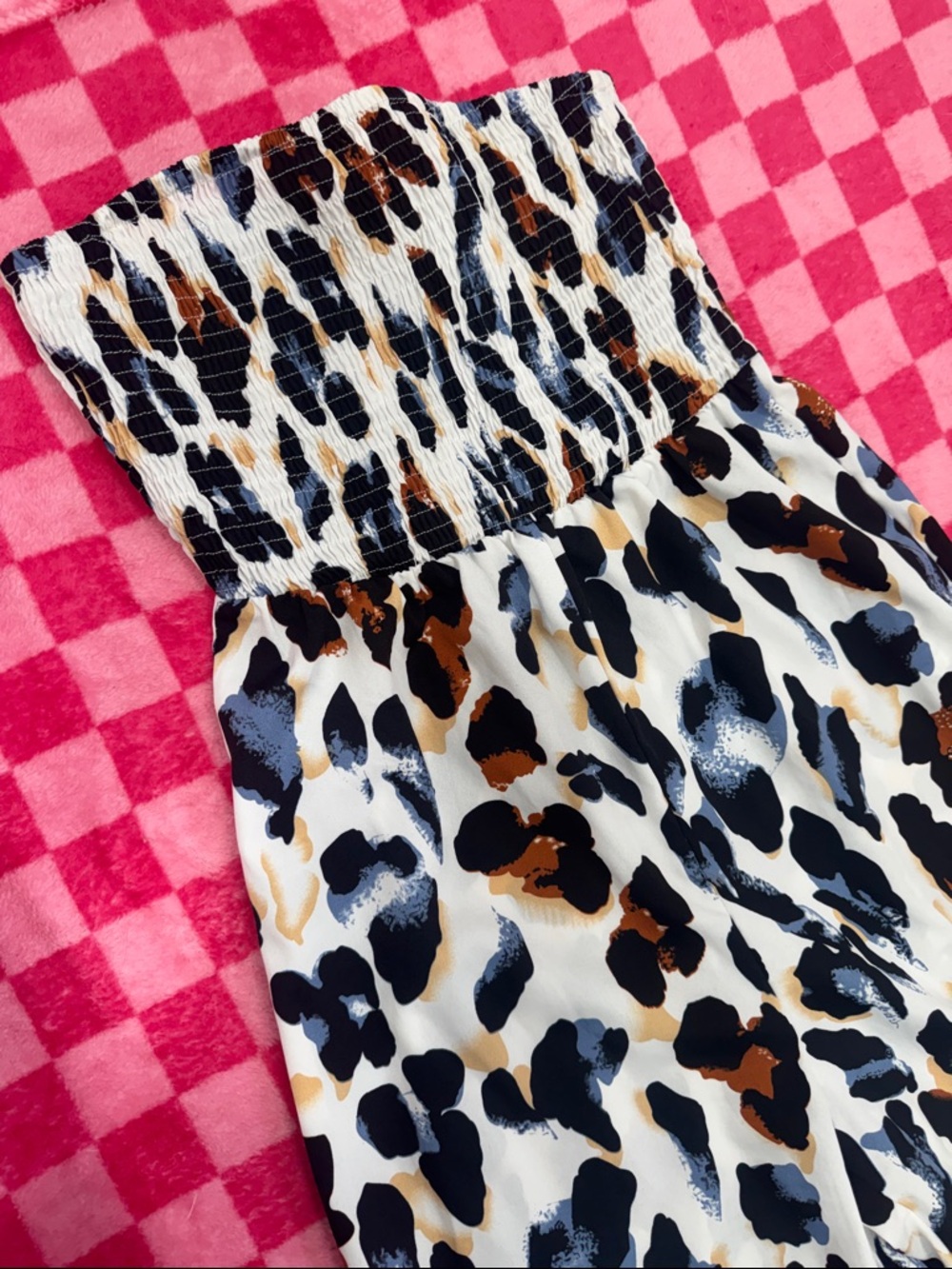 Wide Leg Leopard Print Pants - White/Black/Brown - Picture 2 of 3